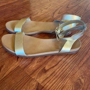 Womens Gold Flat Sandal